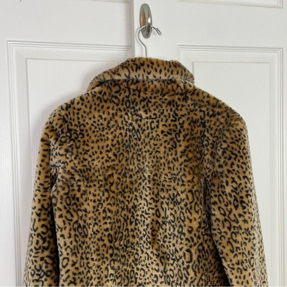 Kristen Blake Leopard Faux Fur Coat Glam Statement Mid-Length Size S - Picture 5 of 9